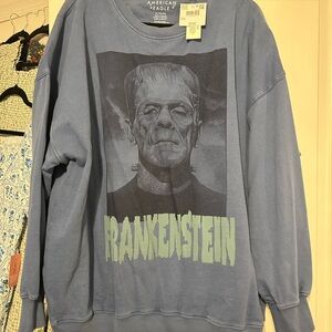 American Eagle Outfitters Halloween Frankenstein Blue Crewneck Sweatshirt